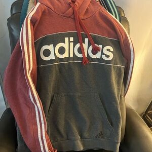 Adidas women’s Red and Gray hoodie   Retro